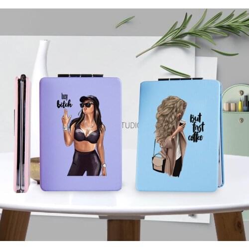 Fashion Funny Makeup Mirror with Double Sides for Lady Portable Travel Folding Magnifying Pocket Cosmetic Vanity Compact Mirrors