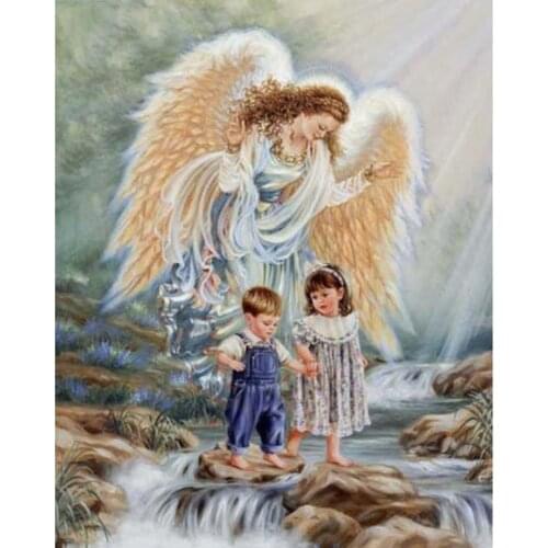 Cartoon Angel DIY 11CT Cross Stitch Embroidery Kits Craft Needlework Set Printed Canvas Cotton Thread Home Decoration