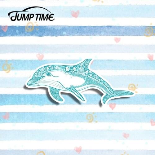 Jump Time 13cm x5.5cm Blue Dolphin Vinyl Stickers Tribal Animal Sticker Laptop Luggage Car Sticker Decal Truck Motor Decor