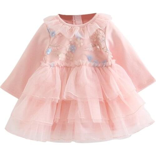 Christening Clothes For Baby Girl Clothes Cute Wedding Birthday Dresses Sequined Party Princess Layered Dress 0-3Y