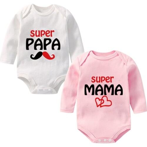 OkayMom 2pcs Supper PaPa Mama Infant Romper Clothing 100% Cotton Baby Boys Girls Rompers Roupas de bebe Infant Baby Clothes Hot