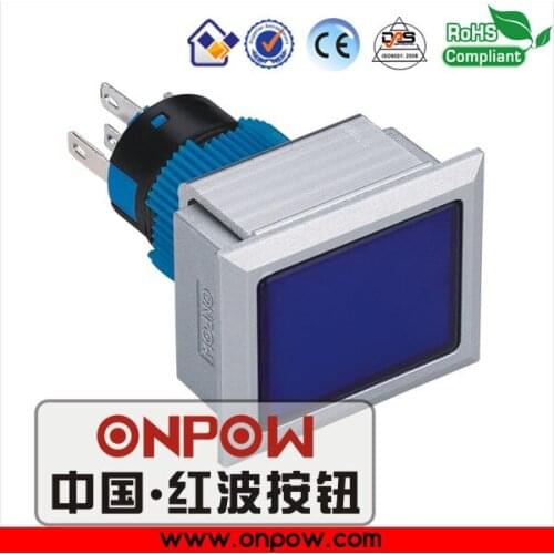 ONPOW 22mm rectangular head latching illuminated pushbutton switch LAS1-AWJ-11Z/B/12V