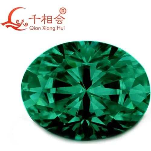 Green color oval shape dia mond cut Sic material Moissanites loose stone