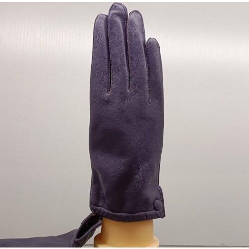Real Leather Gloves Fashion Warm Lined Women Genuine Leather Mittens Luxury Sheepskin Gloves Black Hand Warmer Femme