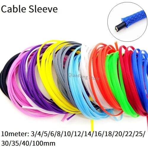 10M Braided Cable Sleeve 3 4 5 6 8 10 12 14 16 18 20 22 25 30 35 40 mm PET Expandable Cover Insulated Nylon Sheath Wire Wrap