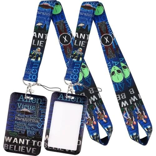 LT1034 The X-Files Alien Lanyard For Keychain ID Card Cover Pass student Mobile Phone USB Badge Holder Key Ring Accessories