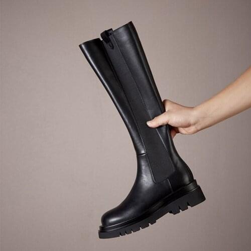 SKLFGXZY New style Genuine leather The knee boots Riding boots Female boots Women boots British style Cattle female Women shoes