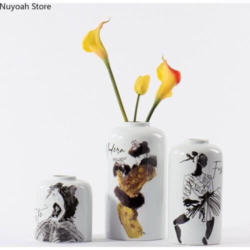 Modern Light Luxury Ceramic Vase Creative Dried Flower Flower Arrangement Accessories Living Room Decoration Countertop Vase