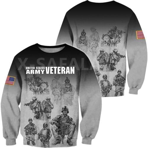 USA Veteran Army 3D All Print Plus Hoodie Man Women Harajuku Outwear Zipper Pullover Sweatshirt Casual Unisex Jacket