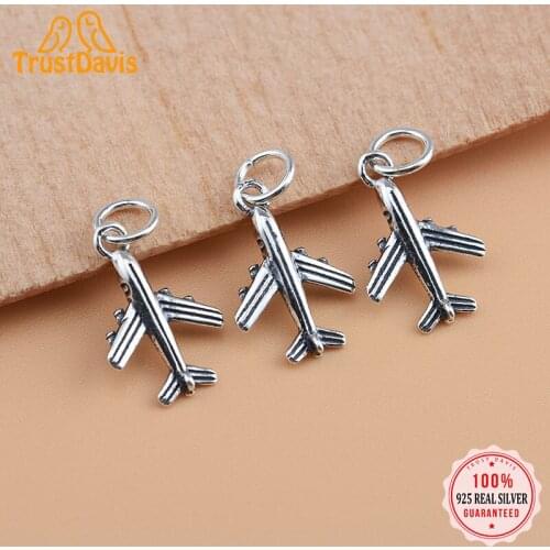 TrustDavis Real 925 Sterling Silver Thai Silver Aircraft Charm Pendant Handmade DIY Accessories Fine Jewelry Wholesale HY092