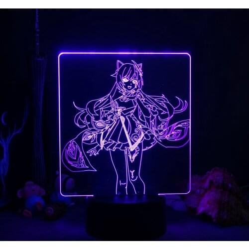 Genshin Impact Game Figure Night Light For Home Kids Room Decoration USB Light 3D Lamp Game Room Decorat