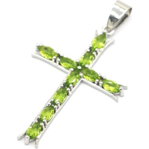 27x18mm Stunning Created Red Blood Ruby Green Peridot Daily Wear Silver Pendant Wholesale