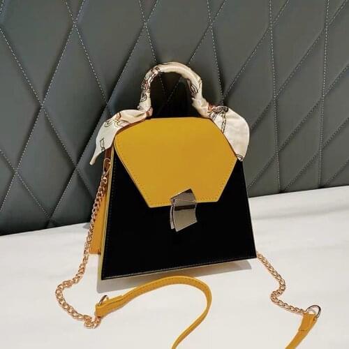 Vintage Fashion Female Ribbon Tote Bag 2020 New Quality PU Leather Womens Designer Handbag Lock Chain Shoulder Messenger Bag