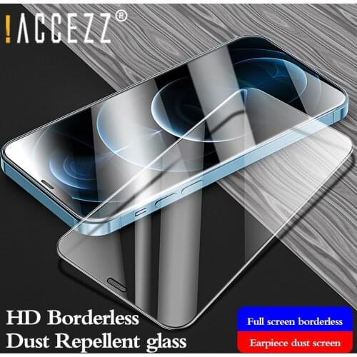 !ACCEZZ Curved Edge Tempered Glass For iPhone 12 Mini Pro Max Anti-fingerprint Dust-Proof Protective Glass Film Screen Protector