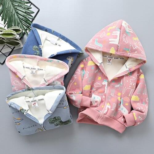 Toddler Girl Winter Clothes Baby Boys Cotton Thicken Fleece Jackets Coat Autumn Kids Warm Print Hoodies Jackets Outerwear 2-11Y