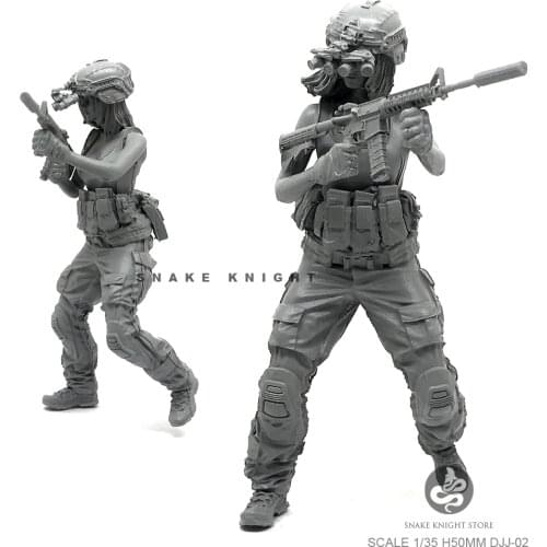 1/35 Resin Figure Female Soldier Model Kit self-assembled DJJ-02