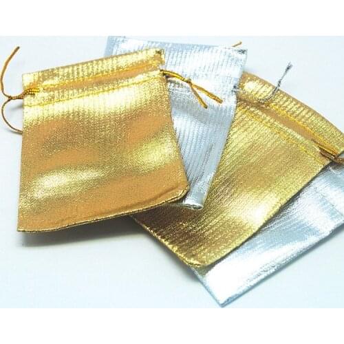 20pcs Golden Pouches Silver bags classic gift packaging material size 7x9cm jewelry accessories and beads collections wholesale