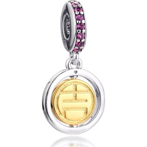 2021 New Valentine Fit Pandora Bracelets Charms Spinning Lucky Dangle 925 Sterling Silver Original Beads for Women DIY Jewelry