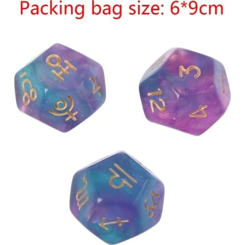 3Pcs/Set Astrological Dice 12-Sided Polyhedral Dice Astrology Ta-rot Card Constellation Divination Zodiac Dice Set Au25 21