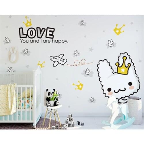 Beibehang Custom size 3d wallpaper cartoon little white rabbit childrens room TV background wall view Papel de Pared wallpaper