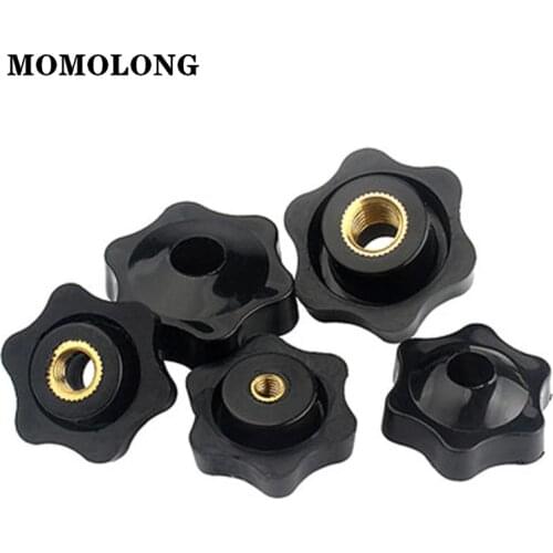5pcs M4 M5 M6 M8 M10 Plum Hand Tighten Nuts Clamping Knob Manual Nuts Handle Thread Mechanical Black Thumb Nuts