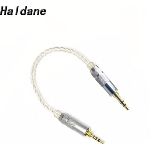 Free Shipping Haldane 2.5mm TRRS Balance Male to 3.5mm Stero Male 8Croes Silver Plated audio Male to Male Aux Cord