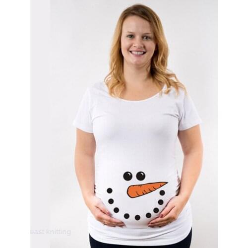 Creative Print Pregnant Womens Blouse Summer Casual Maternity Wear Short Sleeve Round Neck Printed T-shirt Grossesse T Shirt