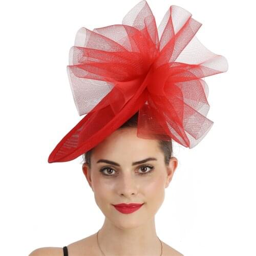 Big Wedding Chapeau Cap Ladies Women Hat Bride Fasciantor Hair Accessories Kenducky Party Headpiece Mesh Flower Headwear Event