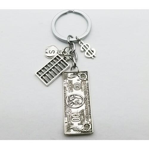 New Retro Calculator Pendant Accounting Souvenir Keyring Pen Charm Keychain $ 100 Model Key Chain Woman Gift Collection Supplies