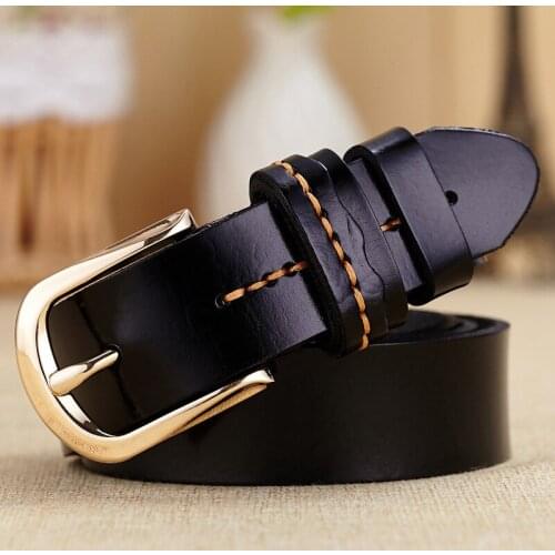 Brand Genuine Leather Women Belts Waistband Cowhide Casual Buckle Pin Waist Belt Female Fashion All Match Jean Pant Belt Strap