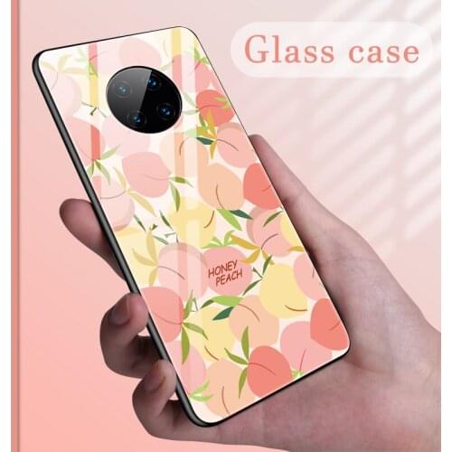 Cute Fruit Tempered Glass Phone Case For Huawei Mate 30 20 10 P40 P30 P20 Lite Pro Honor 9 8 Colorful Painted Protection Cover