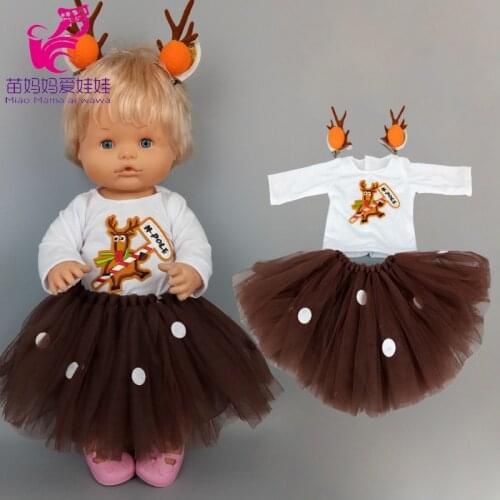 Baby doll dress reindeer skirt for 40cm Nenuco Ropa y su Hermanita doll Christmas costumes