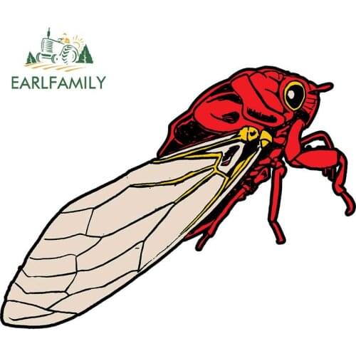EARLFAMILY 13cm x 9.6cm Cartoon Animal Cicada Car Sticker Rear Windshield Trunk Decal Vinyl Stickers Car Accessories Graphics