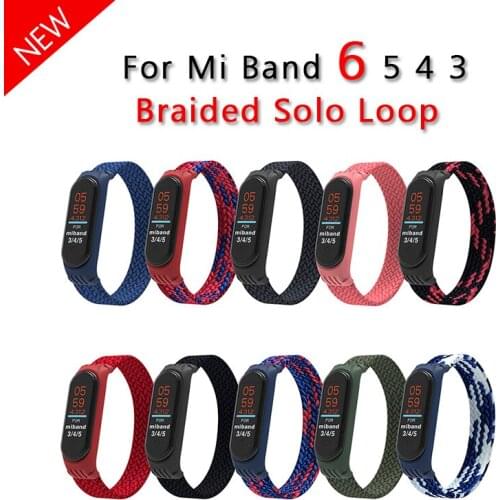 Elastic Braided Solo Loop Strap Replaceable Nylon Bracelet For Xiaomi Mi Band 6 5 3 4 Nylon silicone Wristband For Miband 4 5 3