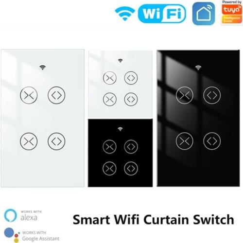 EU/US 2 Gang Tuya WiFi Double Curtain Blind Switch For Roller Shutter Electric Motor Smart Life Works With Google Home Alexa New