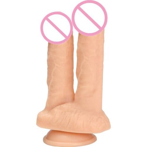 YUELV 8.27 Inch Double Headed Dildo Adult Sex Toys For Women Anal Vaginal Artificial Penis With Suction Cup G-spot Stimulate