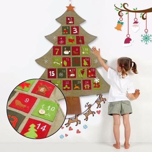 Felt Christmas Advent Calendar with Pockets Wall Hanging Santa Felt Advent Calendar 25 Days Countdown Calendar for Home Decor