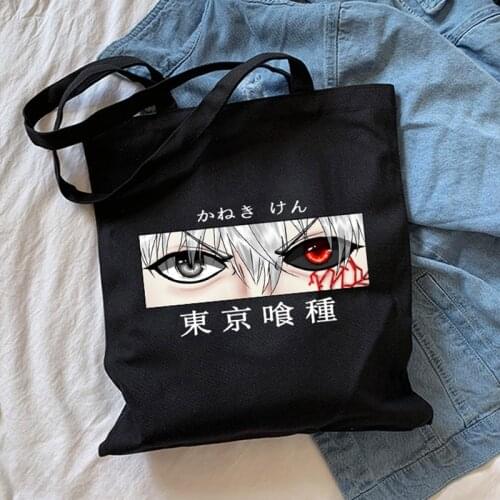 Tokyo Ghoul canvas bag Japanese cartoon female bag casual Harajuku gothic shopper bag Harajuku big capacity hip-hop shoulder bag