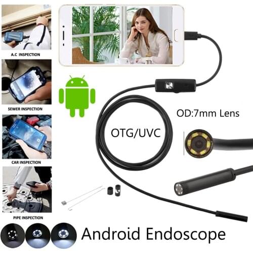 Android Endoscope Camera For Smartphone Snake Usb Inspection Boroscope Car Ear Detection 7.0mm 6led 1m 2m 3.5m 5m Cable Length