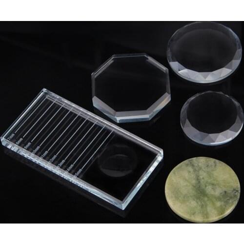 Eyelash Extension Glue Jade Stone Glass Holder Fake Eye Lashes Adhensive Thick Stand Round Pad Crystal Pallet Cilio Makeup Tool