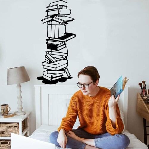 Creativity Books Home Decor Vinyl Wall Sticker For Living Room Library Murals School Office Decoration Vinyl Art Decal Stickers