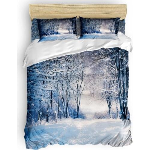 Snow Forest Snowflake Landscape Duvet Cover Set 2/3/4pcs Bedding Set Bed Sheet Pillowcases Cover Set