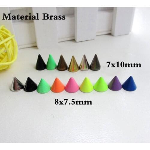 7.5-10mm Colorful Brass Spikse Garment Rivet Studs With Screws For Wrap Belt Bag Hat Bracelet Leather Carft DIY Accessories