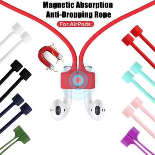 Magnetic Anti-Lost Wireless Earphone Hanging Rope Cable Lanyard For Air Pods 1 2 Silicone Lanyard Earphone Anti-Lost Cord