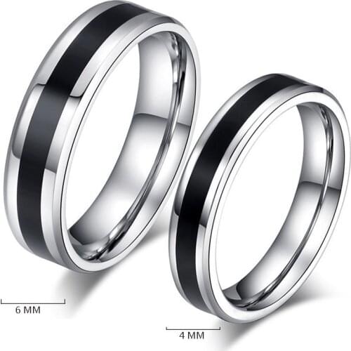 MANGOSKY 4mm 6mm Stainless Steel Couple Rings For Lover Men and Women
