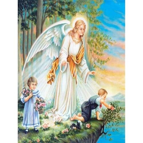 Angel Religion DIY Cross Stitch Embroidery 11CT Kits Needlework Craft Set Printed Canvas Cotton Thread Home Decoration Design