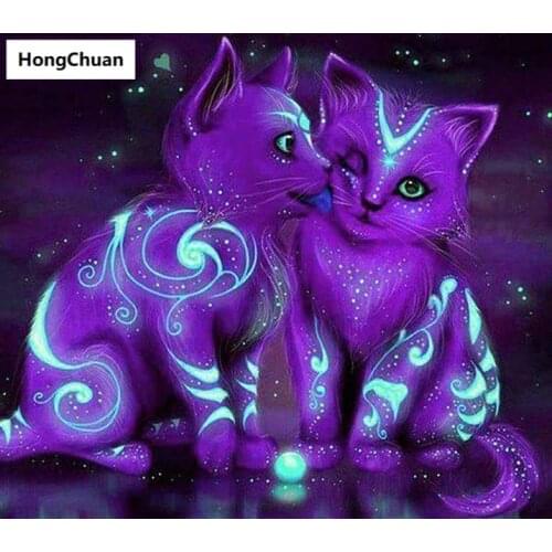 Couple Cat Mural 5D DIY Square/Round Diamond Painting Mosaic Cross Embroidery Handicraft Home Decoration Christmas Gift New Year