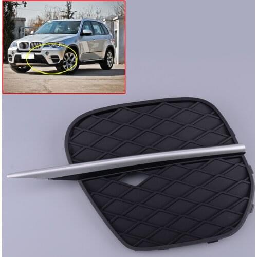 ABS Front Left Bumper Lower Grille & Silver Molding Strip 51117222847 fit for BMW X5 E70 2011 2012 2013