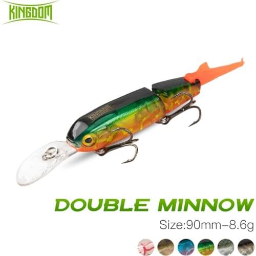 Kingdom Minnow Fishing Lure 8.6g 90mm 2 Jointed Sections Jerkbait Topwater Lure Isca Artificial Swimbait For Pike Fishing
