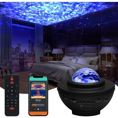 Night Light LED Star Galaxy Projector Bluetooth-Compatible Room Decor Ocean Wave Rotate Starry Sky Porjectors Bedroom Lamp Gifts